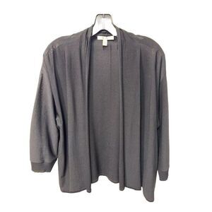 Max Mara Women Jersey Knit 3/4 Sleeve Open Front Sweater Cardigan Black 21x26” L